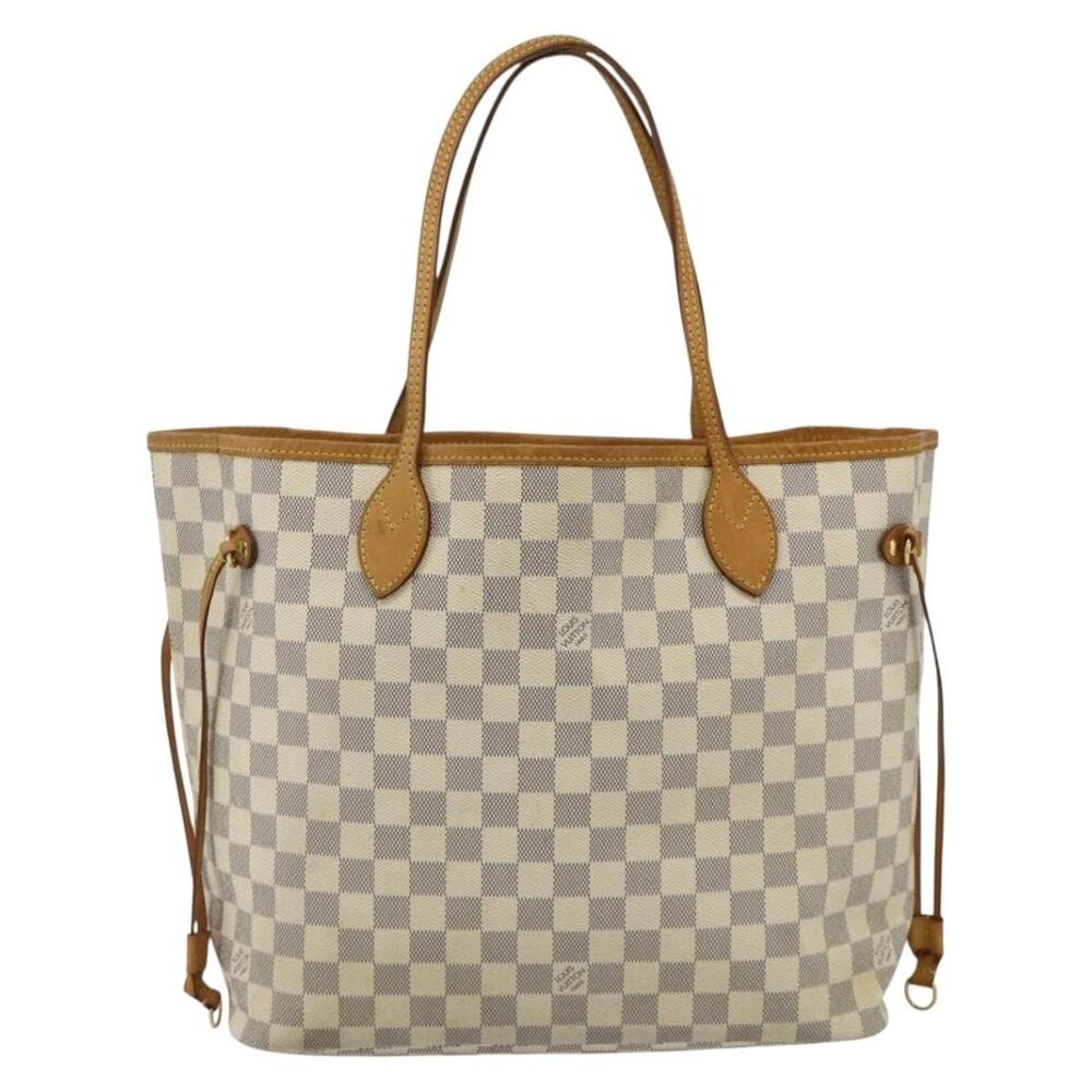 Louis Vuitton Damier Azur Neverfull MM Tote Bag White